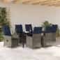 Preview: 7-teiliges Garten Esstisch Set mit grauem Poly-Rattan
