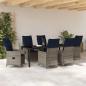 Preview: Tisch- und Stuhlset mit Kissen 7 pcs Grau PE-Rattan