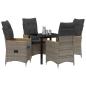 Preview: 5-teiliges Set für den Garten mit Kissen in Grau aus Poly-Rattan