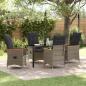 Preview: ARDEBO.de - 5-teiliges Garten-Esstisch-Set mit Kissen in grauem Poly-Rattan