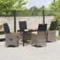 Preview: 5-teiliges Garten-Esstisch-Set mit Kissen in grauem Poly-Rattan