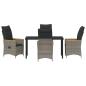 Preview: 5-teiliges Garten-Esstisch-Set mit Kissen in grauem Poly-Rattan