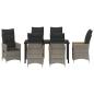 Preview: 7-teiliges Garten-Ess-Set mit Kissen Grau Poly-Rattan