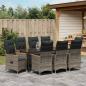 Preview: ARDEBO.de - 9-teiliges Garten-Dining-Set mit Kissen Grau Poly-Rattan