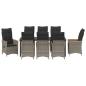Preview: 9-teiliges Garten-Dining-Set mit Kissen Grau Poly-Rattan