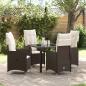 Preview: ARDEBO.de - 5-teiliges Garten-Dining-Set mit Kissen Braun Poly Rattan