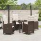 Preview: 5-teiliges Garten-Dining-Set mit Kissen Braun Poly Rattan