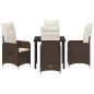 Preview: 5-teiliges Garten-Dining-Set mit Kissen Braun Poly Rattan