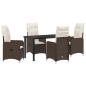 Preview: 5-teiliges Garten-Essenset mit Kissen Braun Poly-Rattan