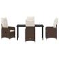 Preview: 5-teiliges Garten-Essenset mit Kissen Braun Poly-Rattan