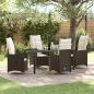 Preview: ARDEBO.de - 5-teiliges Garten-Dining-Set mit Kissen Braun Poly Rattan