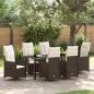 Preview: ARDEBO.de - 7-teiliges Garten-Esszimmer-Set mit Kissen Braun Poly Rattan