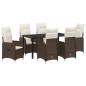 Preview: 7-teiliges Garten-Esszimmer-Set mit Kissen Braun Poly Rattan