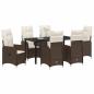 Preview: 7-teiliges Garten-Esszimmer-Set mit Kissen Braun Poly Rattan