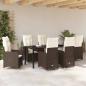 Preview: 7-teiliges Garten-Esszimmer-Set mit Kissen Braun Poly Rattan
