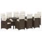 Preview: 9-teiliges Garten-Dining-Set mit Kissen Braun Poly-Rattan