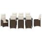 Preview: 9-teiliges Garten-Dining-Set mit Kissen Braun Poly-Rattan