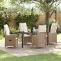 Preview: ARDEBO.de - 5-teiliges Garten-Essset mit Kissen Beige Poly Rattan
