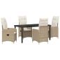 Preview: 5-teiliges Garten-Essset mit Kissen Beige Poly Rattan