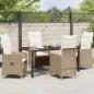 Preview: 5-teiliges Garten-Essset mit Kissen Beige Poly Rattan
