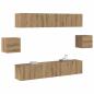 Preview: 6-teiliges TV Schrank Set Artisan Eiche Hergestelltes Holz