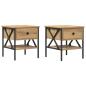 Preview: Nachttische 2 Stk Massivholz Eiche 40x42x45 cm Fertig Holz