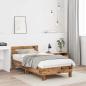 Preview: Rustikales Holz Bettgestell Altes Holz Massivholz 90 x 190 cm