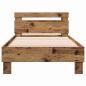 Preview: Rustikales Holz Bettgestell Altes Holz Massivholz 90 x 190 cm