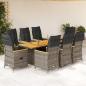 Preview: ARDEBO.de - 9-tlg. Garten-Essgruppe mit Kissen Grau Poly Rattan