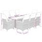 Preview: 9-tlg. Garten-Essgruppe mit Kissen Grau Poly Rattan