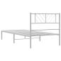 Preview: Metallbett ohne Matratze mit Kopfteil Weiß 75x190 cm