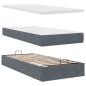 Preview: Ottoman-Bett mit Matratzen & LEDs Dunkelgrau 160x200 cm Samt