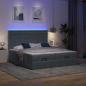 Preview: Ottoman-Bett mit Matratzen & LEDs Dunkelgrau 160x200 cm Samt