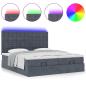 Preview: Ottoman-Bett mit Matratzen & LEDs Dunkelgrau 160x200 cm Samt
