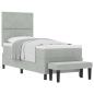 Preview: Boxspringbett mit Matratze & Bank Hellgrau 80x200 cm Samt