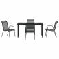 Preview: 5-teiliges Garten-Esszimmer-Set Schwarz Textilene und Stahl