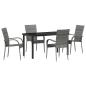 Preview: 5-teiliges Garten-Esstischset Grau Poly-Rattan