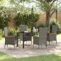 Preview: ARDEBO.de - 5-teiliges Garten Esszimmer Set mit Kissen Graues Poly Rattan