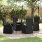 Preview: ARDEBO.de - 5-teiliges Garten-Esstisch-Set mit Kissen Schwarz Poly Rattan