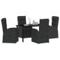 Preview: 5-teiliges Garten-Esstisch-Set mit Kissen Schwarz Poly Rattan