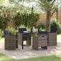 Preview: ARDEBO.de - 5-teiliges Garten-Essset mit Kissen Grau Poly-Rattan