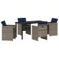 Preview: 5-teiliges Garten-Essset mit Kissen Grau Poly-Rattan