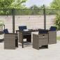 Preview: 5-teiliges Garten-Essset mit Kissen Grau Poly-Rattan