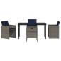 Preview: 5-teiliges Garten-Essset mit Kissen Grau Poly-Rattan