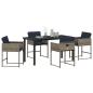 Preview: 5-teiliges Garten-Esstischset mit Kissen Grau Poly-Rattan