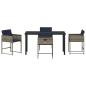 Preview: 5-teiliges Garten-Esstischset mit Kissen Grau Poly-Rattan