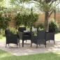 Preview: ARDEBO.de - 5-teiliges Garten Essgruppe mit Kissen Schwarz Poly Rattan