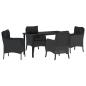 Preview: 5-teiliges Garten Essgruppe mit Kissen Schwarz Poly Rattan