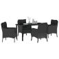 Preview: 5-teiliges Garten Essgruppe mit Kissen Schwarz Poly Rattan