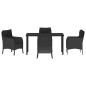 Preview: 5-teiliges Garten Essgruppe mit Kissen Schwarz Poly Rattan